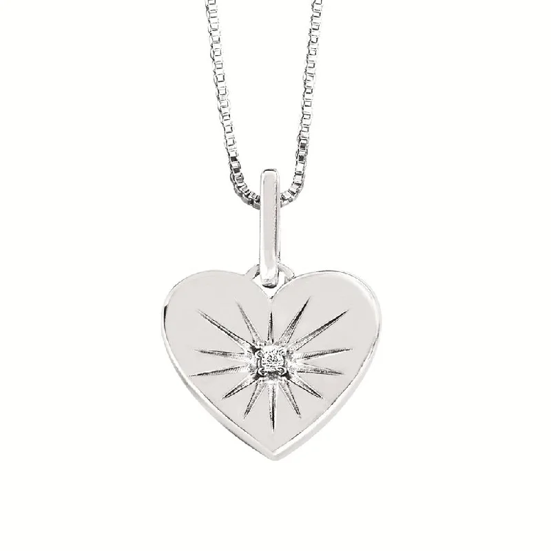 Sterling Silver 0.01ctw Round Diamond Heart Necklace