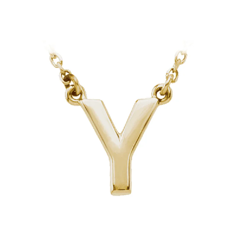 14K Yellow Gold, Kendall Collection, Block Initial Y Necklace, 16 Inch