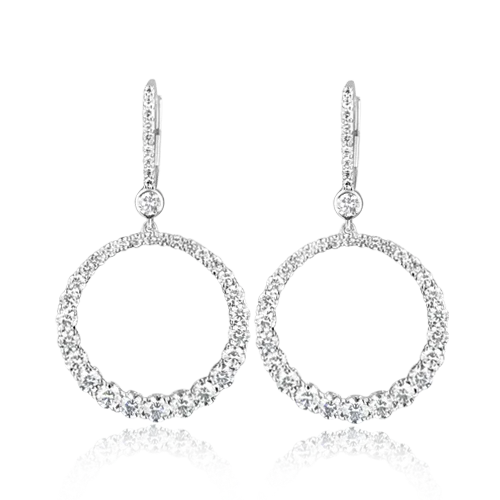 Open Circle Diamond Dangle Earrings