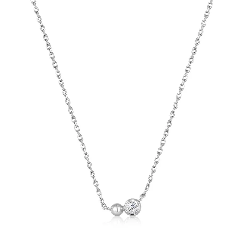 Sterling Silver Cubic Zirconia Orb Necklace by Ania Haie