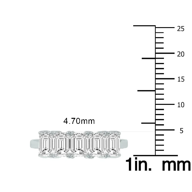 Marquee 1.50 Carat TW Emerald Cut Five Stone Lab Grown Diamond Wedding Anniversary Ring 14K White Gold