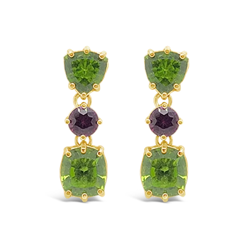 Green & Pink Tourmaline Estate Earrings