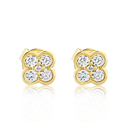 Clover Design Diamond Earrings