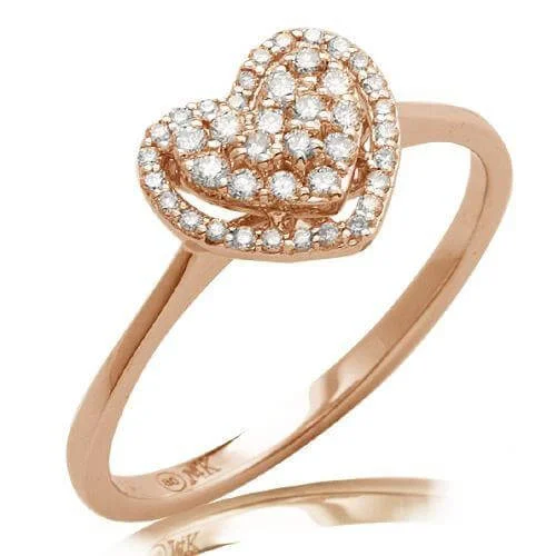 14KR 0.25CTW DIAMOND HEART DOME CLUSTER RING