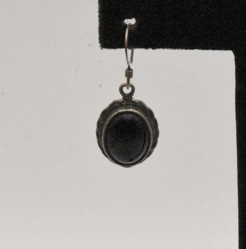 UNMATCHED Vintage Sterling Silver Black Onyx Dangle Earring