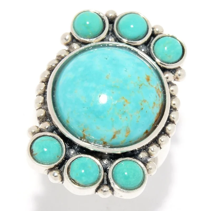 925 Sterling Silver Mine#8 Turquoise and Tyrone Turquoise Ring