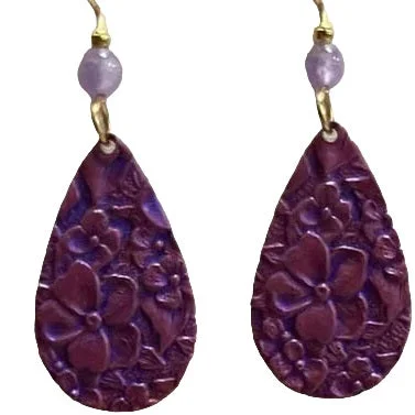 Silver Forest Purple Floral Tear Silver Forest Earrings