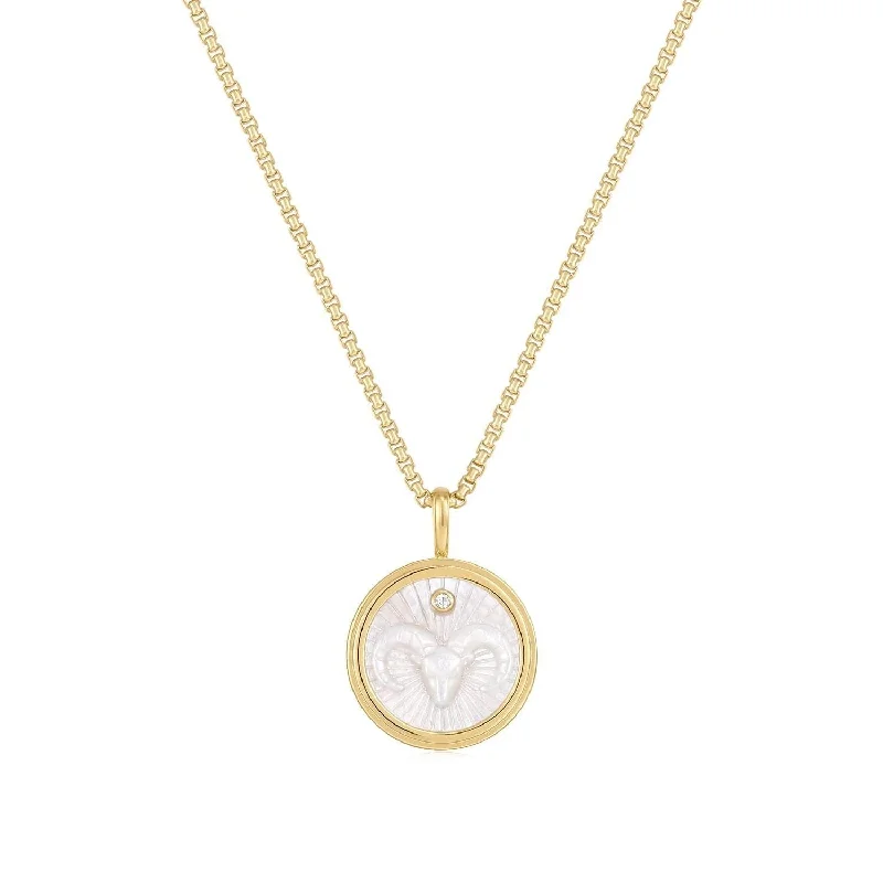 Zodiac Aries Mother Of Pearl Necklace