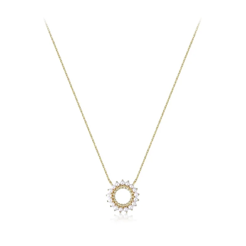 Open Center Multi Pearl Pendant Necklace