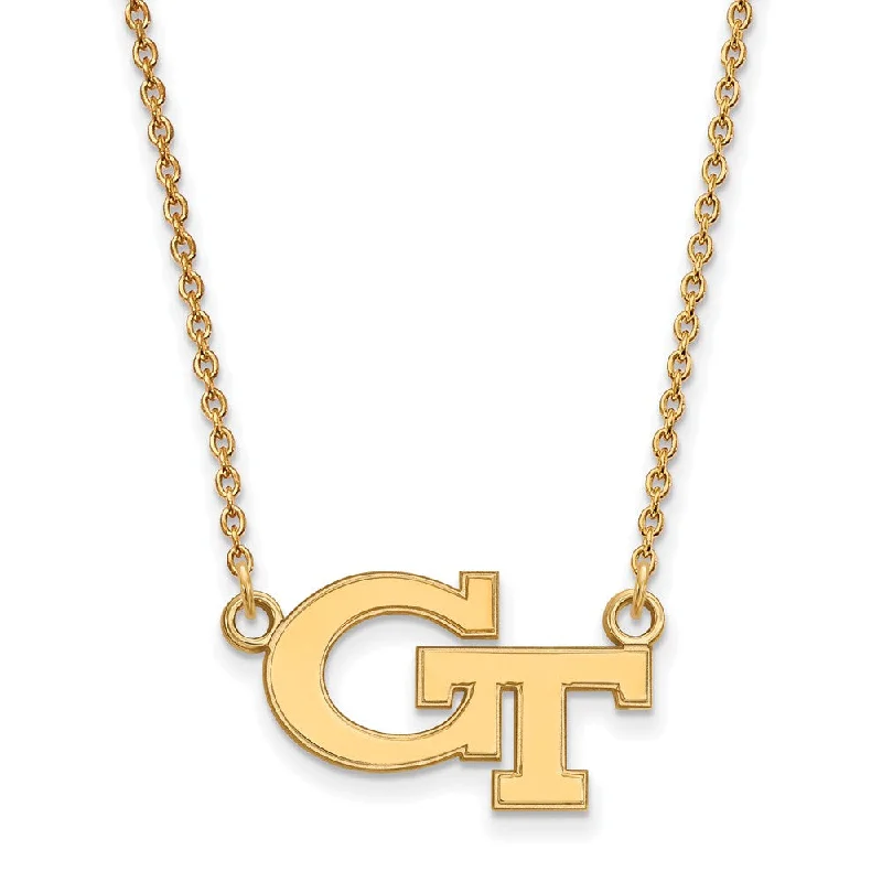 14k Gold Plated Silver Georgia Tech Small 'GT' Pendant Necklace