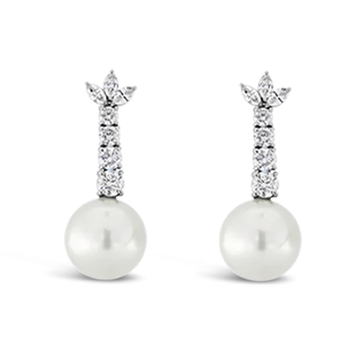 Pearl & Diamond Dangle Earrings