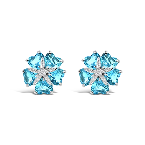 Blue Topaz & Diamond Estate Earrings