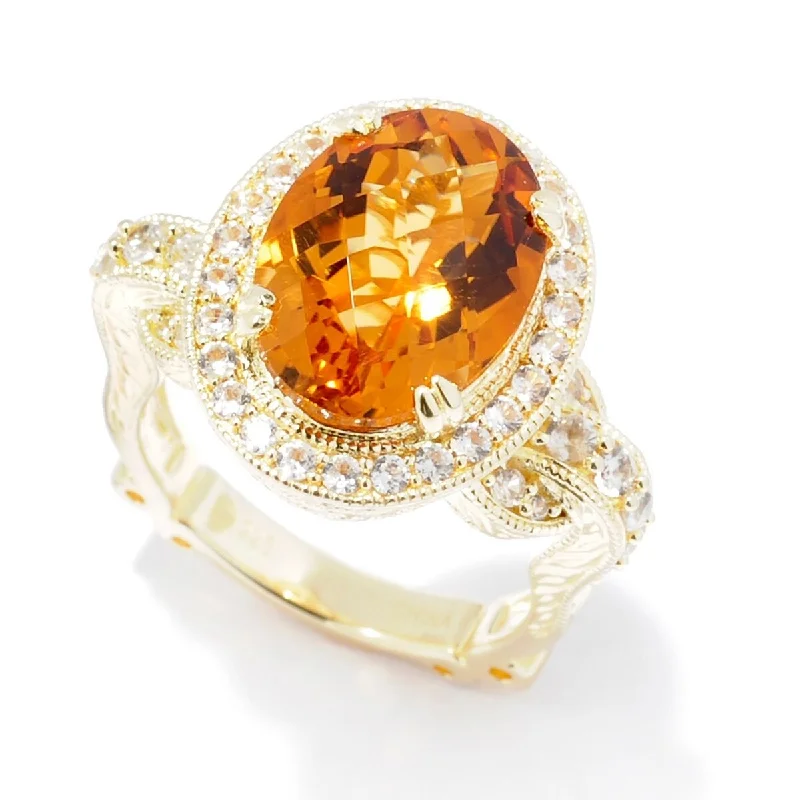 Dallas Prince Designs Sterling Silver 5.2ctw Honey Citrine & White Zircon Halo Ring