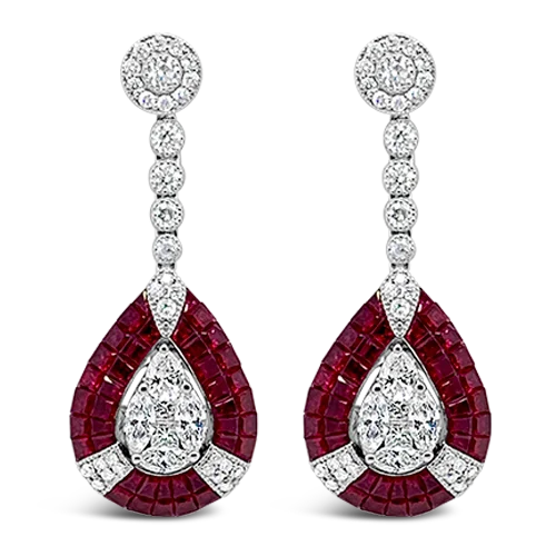 Ruby & Diamond Dangle Earrings