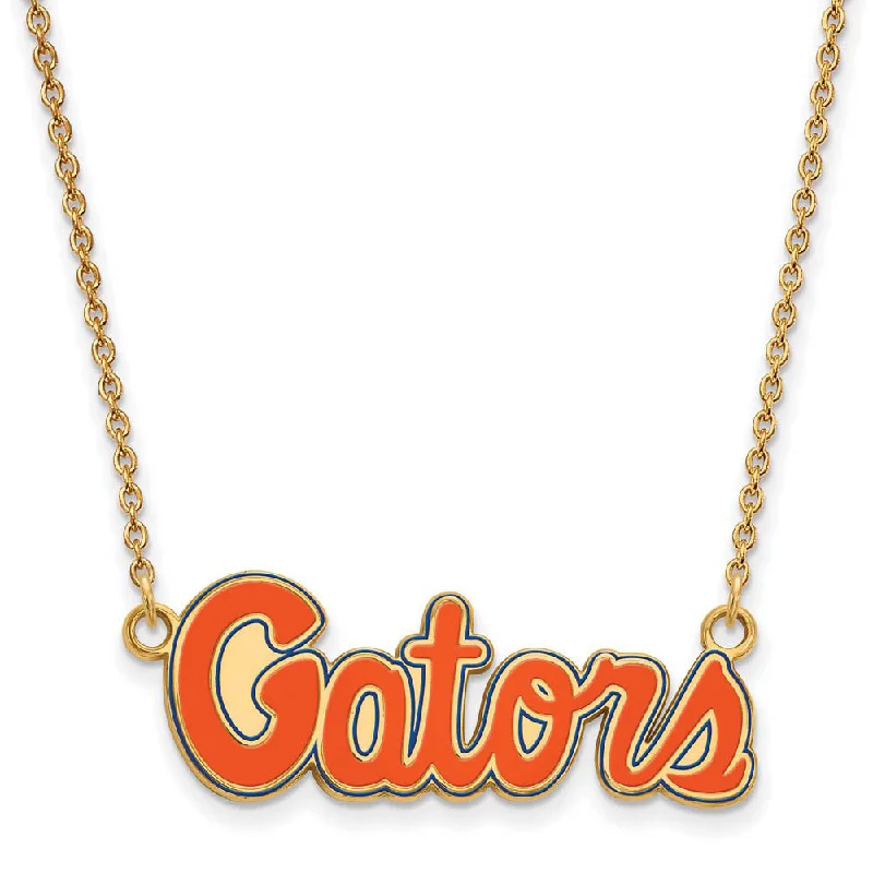 14k Gold Plated Silver U of Florida Small Enamel Pendant Necklace