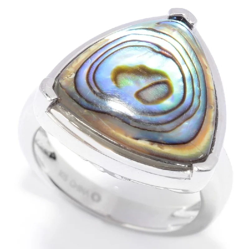 925 Sterling Silver Abalone Solitaire Ring