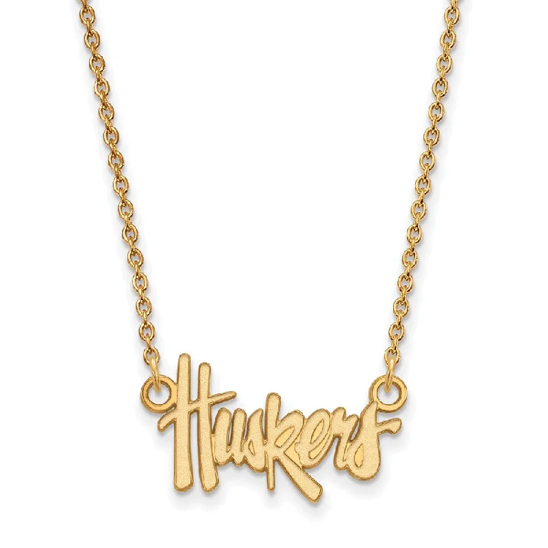 14k Gold Plated Silver U of Nebraska Sm Huskers Pendant Necklace