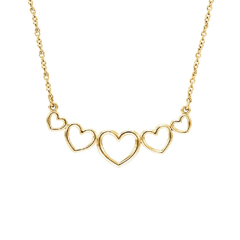 Graduated Heart Necklace in 14k Yellow Gold, 17.25 Inch