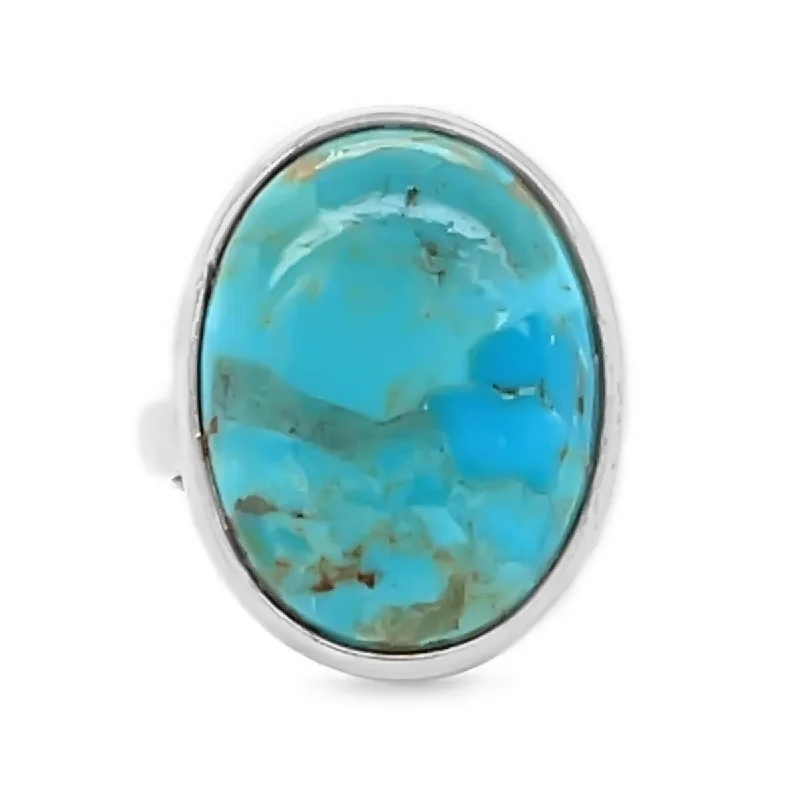 925 Sterling Silver Blue Mohave Turquoise Gemstone Solitaire Ring