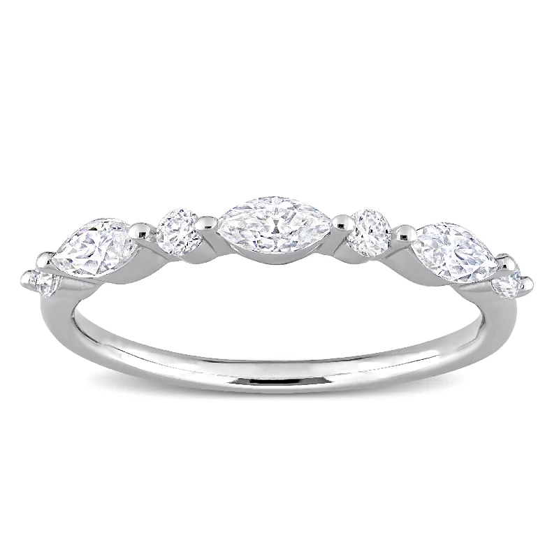 Miadora 1/2ct DEW Moissanite Semi-Eternity Ring in Sterling Silver