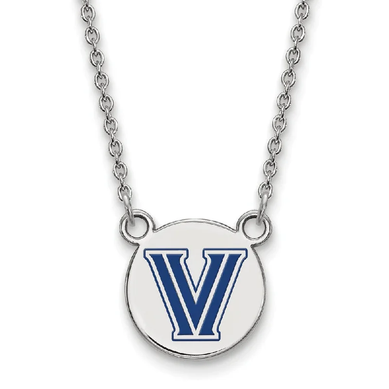 Sterling Silver Villanova U Small Enamel Disc Pendant Necklace