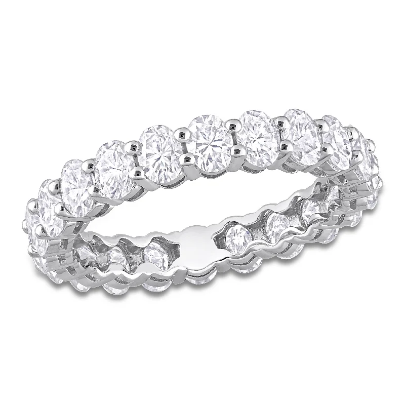 Miadora 4 3/8ct DEW Oval Created Moissanite Eternity Ring in 14k White Gold