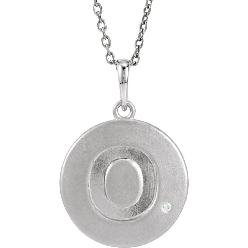 The Emma Sterling Silver Diamond Block Initial O Disc Necklace, 18 In.