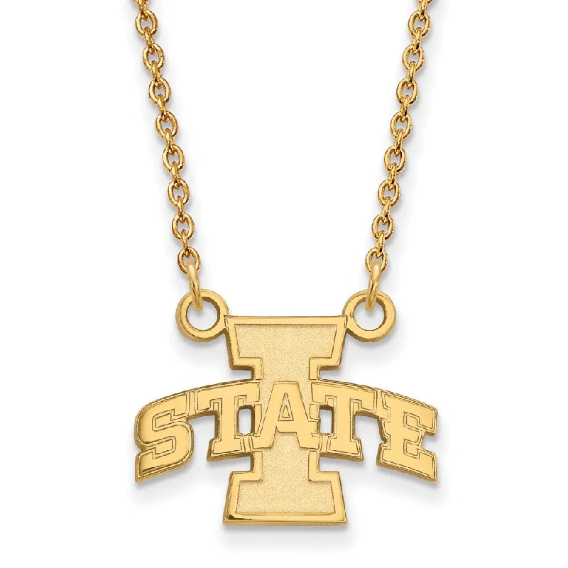 14k Gold Plated Silver Iowa State Small Pendant Necklace