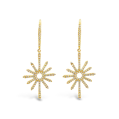 Diamond Sunburst Dangle Earrings