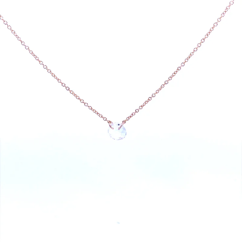 Gold Filled Round White Topaz Solitaire Necklace by Dee Berkley