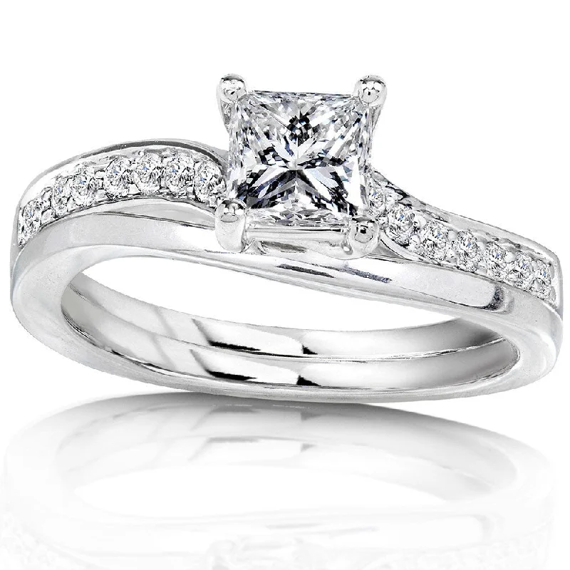 Annello by Kobelli 14k White Gold 3/4ct TDW Diamond Bridal Ring Set