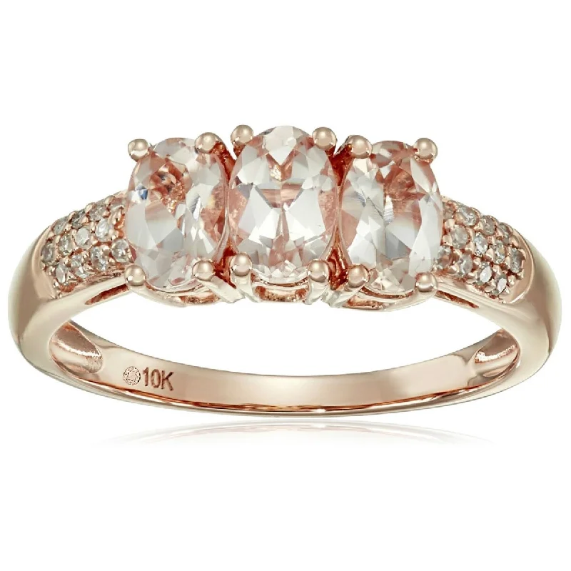 10Kt Rose Gold Morganite 3-Stone Ring