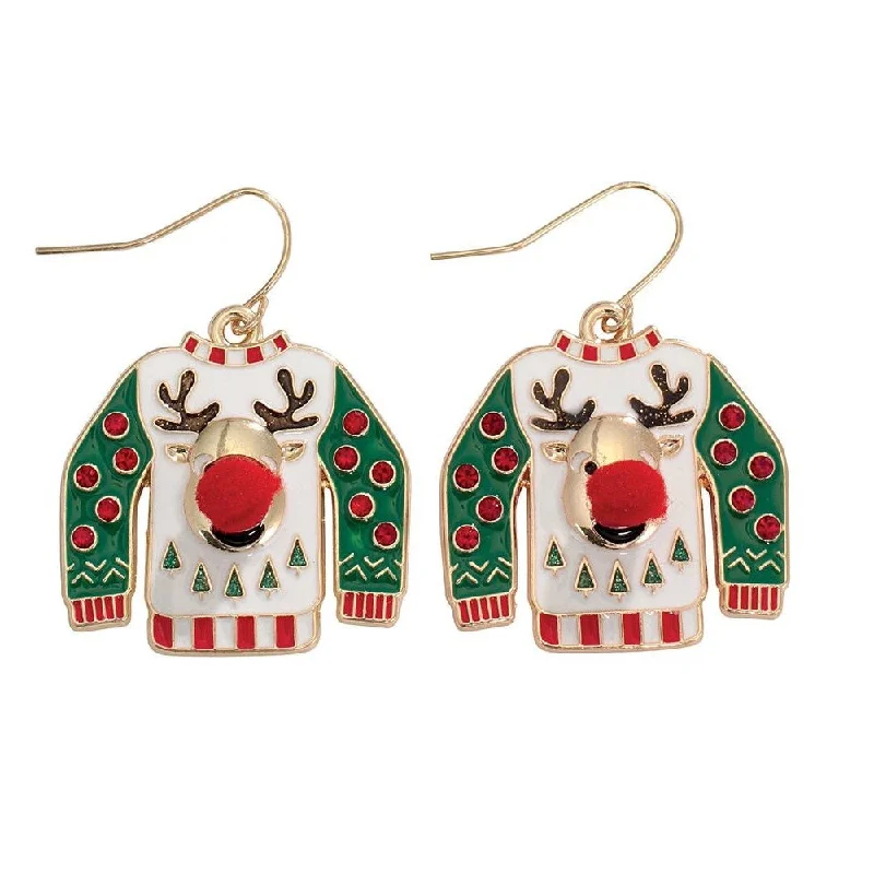 Holiday Earrings Sweaters w Rudolph