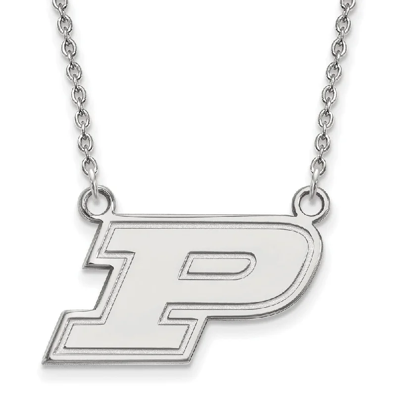 Sterling Silver Purdue Small Initial P Pendant Necklace