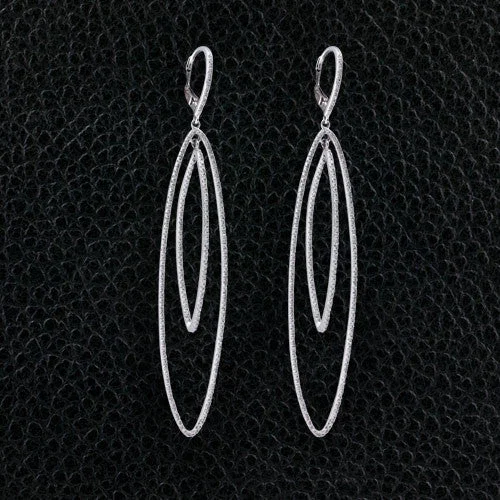 Elongated Oval Dangle Earrings