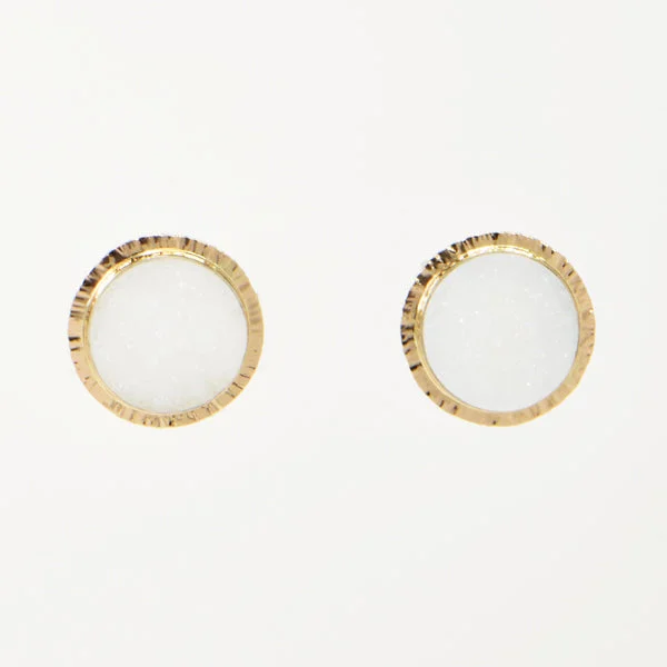 White Drusy Quartz Earrings