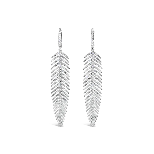 Diamond Feather Estate Earrings