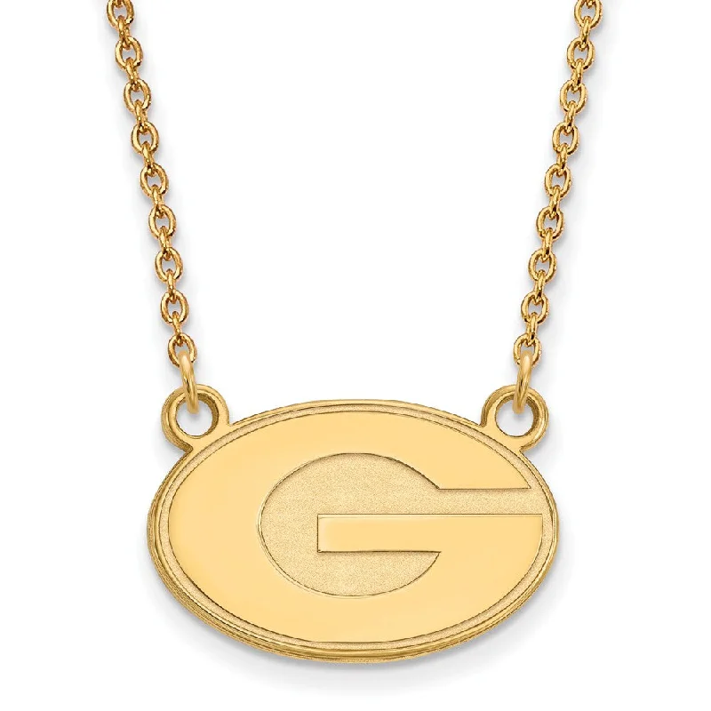 14k Yellow Gold U of Georgia Small 'G' Oval Pendant Necklace