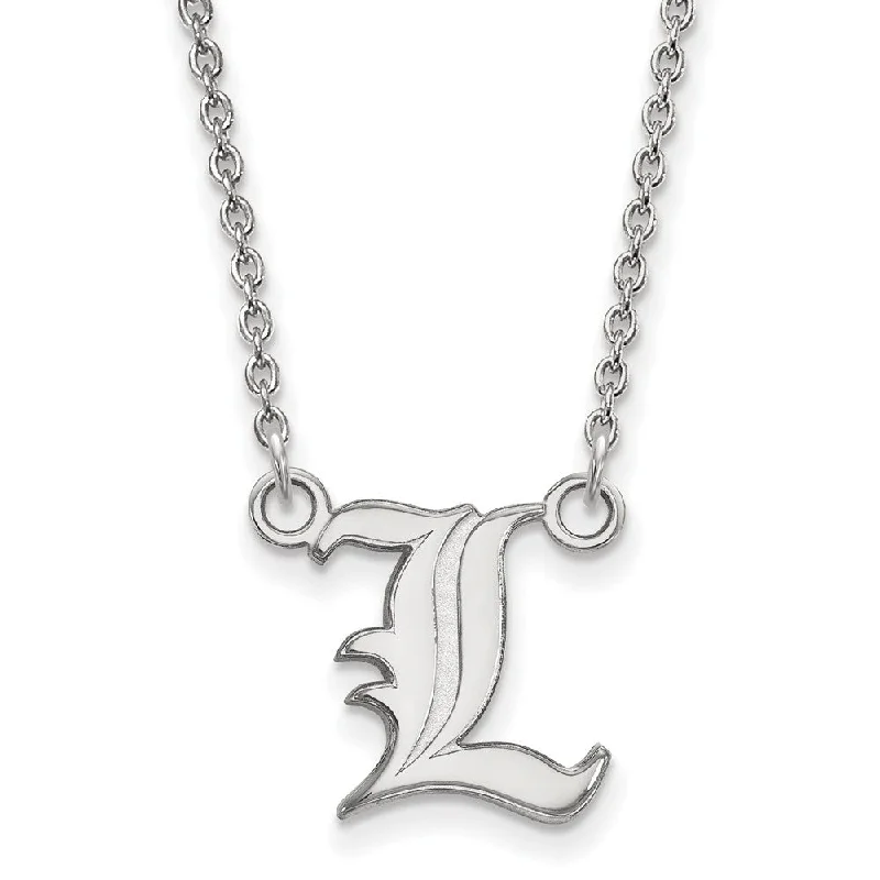 Sterling Silver U of Louisville Small Script 'L' Pendant Necklace