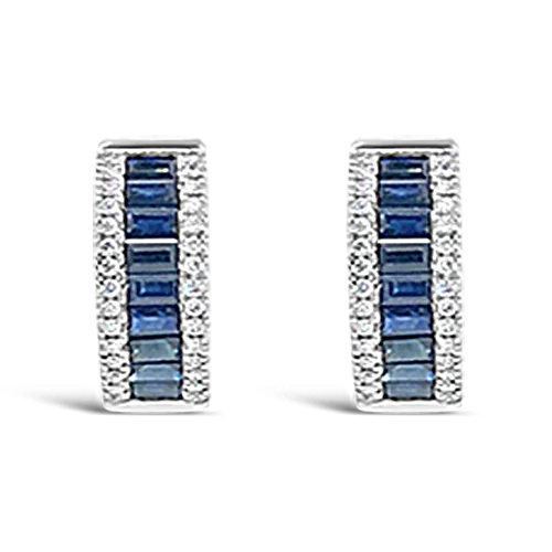 Sapphire & Diamond Huggie Hoop Earrings