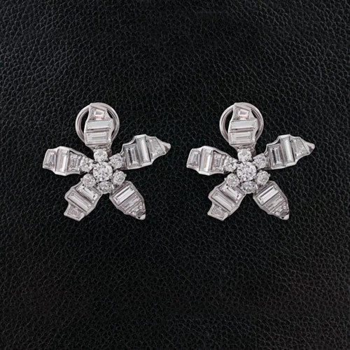 Diamond Flower Estate Earrings