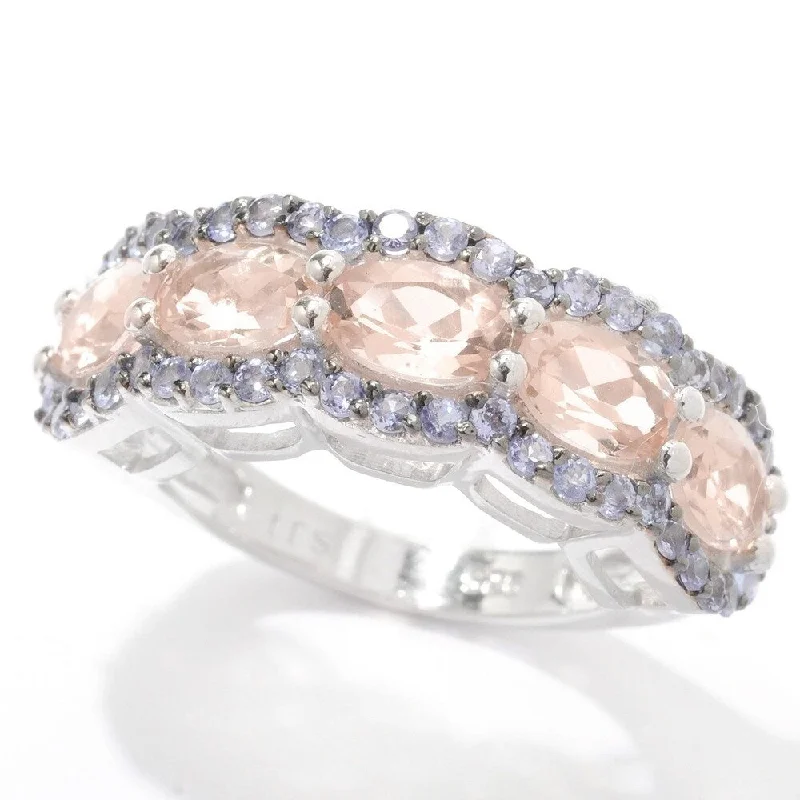 925 Sterling Silver Morganite and Tanzanite Ring