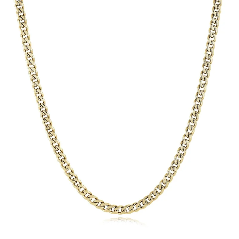 Stainless Steel Yellow Gold Plated Curb Chain Men's Necklace