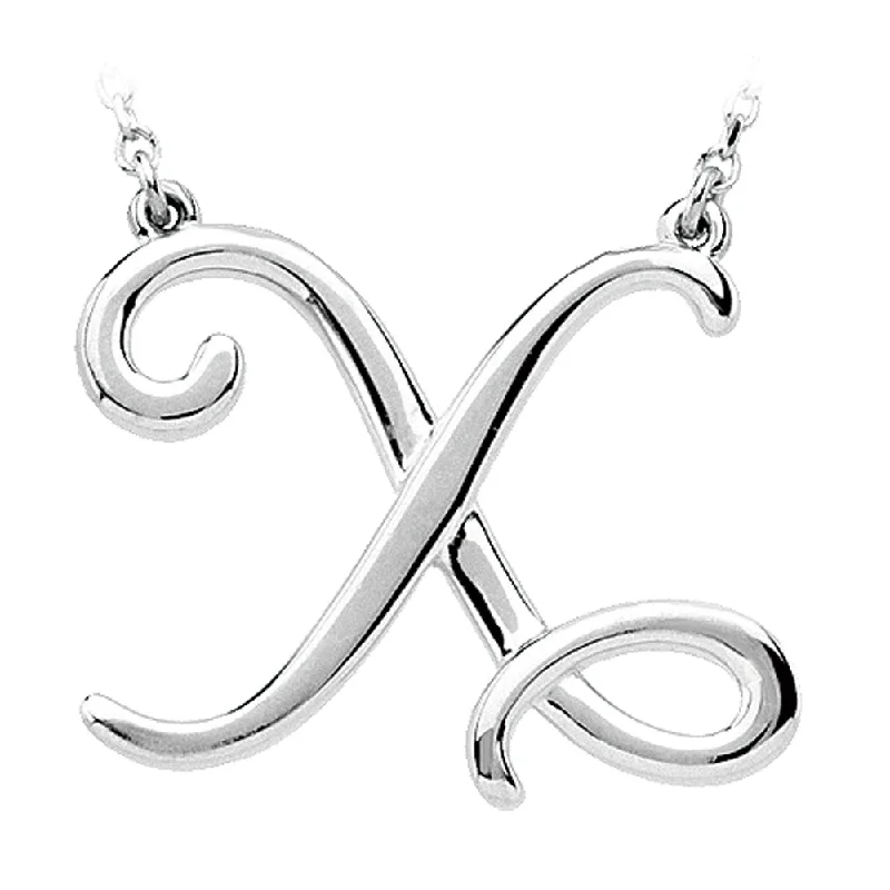 Sterling Silver, Olivia Collection, Medium Script Initial X Necklace