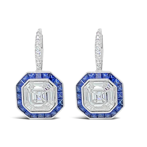 Sapphire & Diamond Dangle Earrings