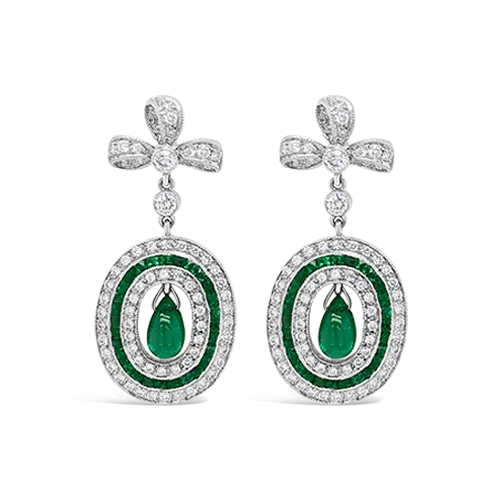 Emerald & Diamond Estate Earrings