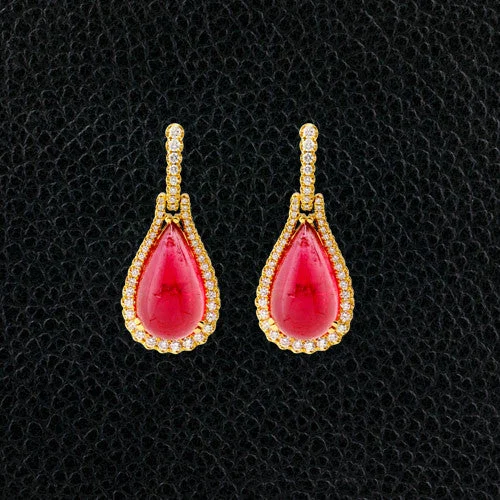 Pink Tourmaline & Diamond Earrings