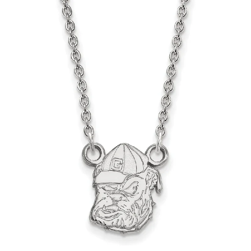 Sterling Silver U of Georgia Small Bulldog Head Necklace