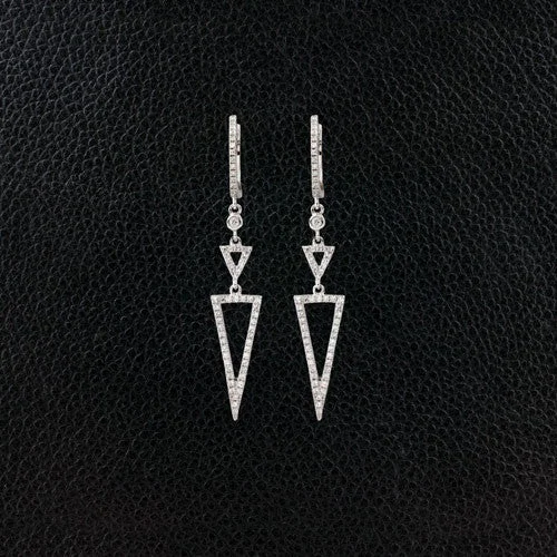 Elongated Triangle Diamond Dangle Earrings