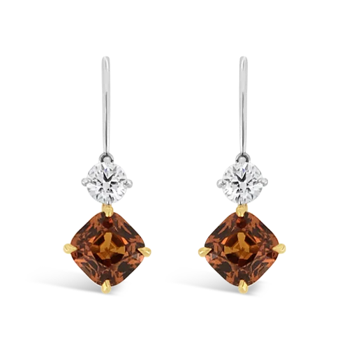 Mandarin Garnet & Diamond Dangle Earrings